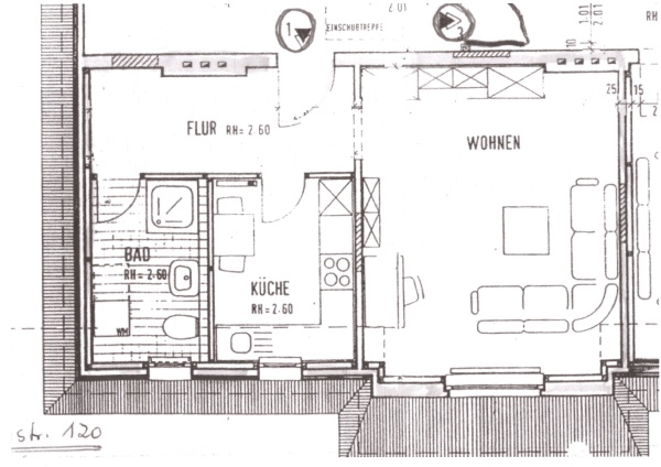 1-Zimmer-Wohnung im 2. OG